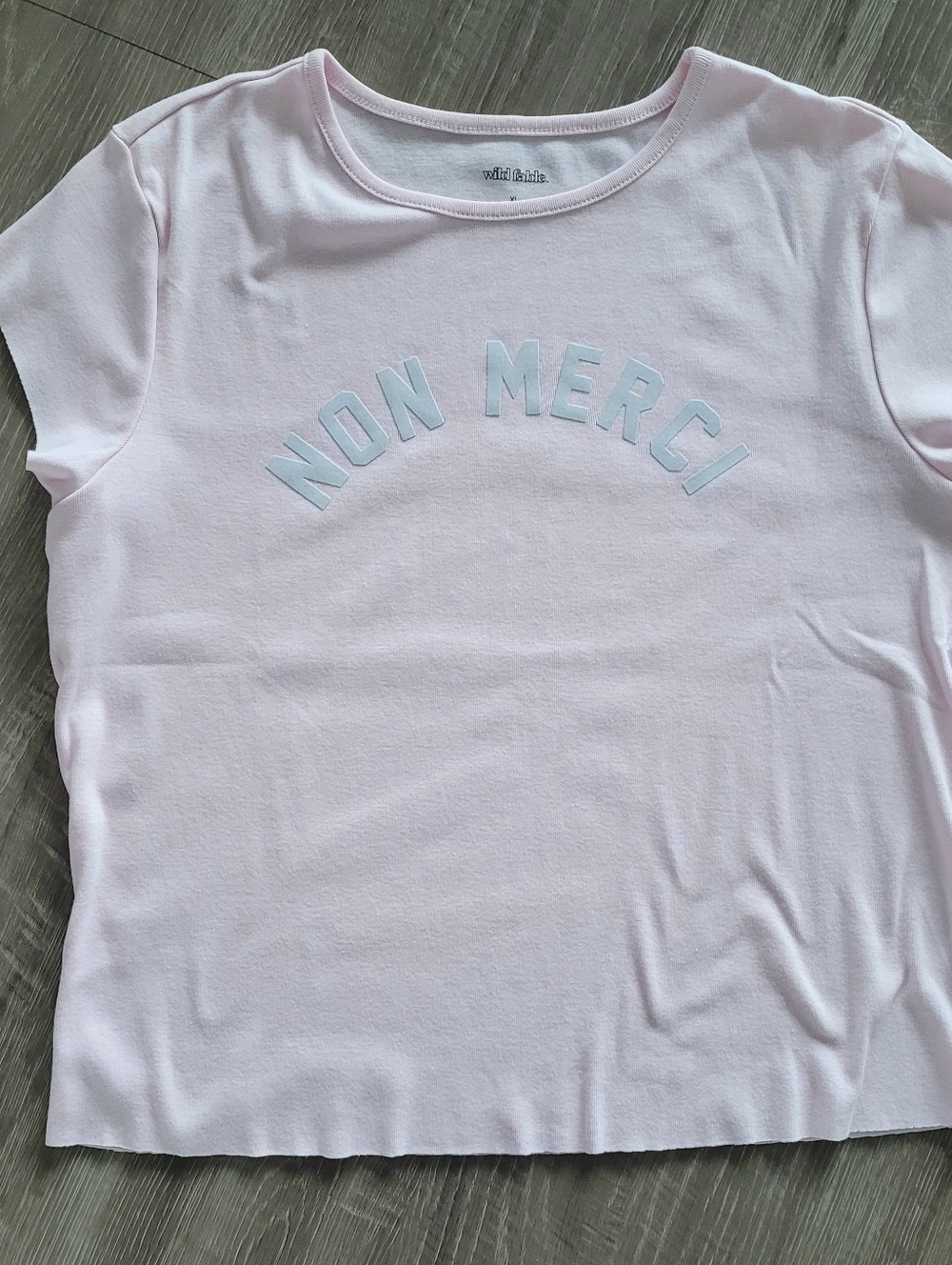 Wild Fable "NON MERCI"  Light Pink Tee XL